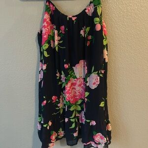 Abercrombie & Fitch Navy Floral Ruffle Hem Cami Dress • M